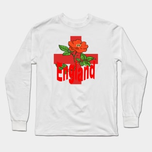 St George Cross With English Rose For England Fans Long Sleeve T-Shirt